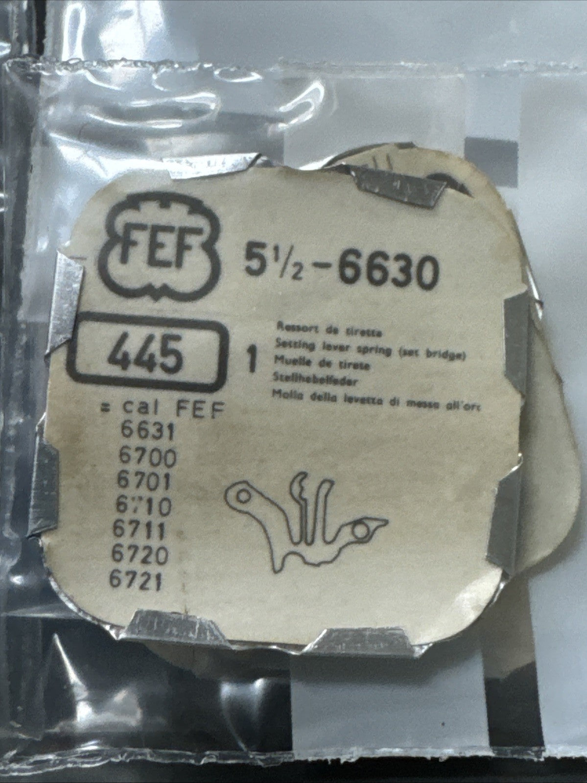 Fleurier 6630 Setting Lever Spring X1 #445 Ref LG11-54