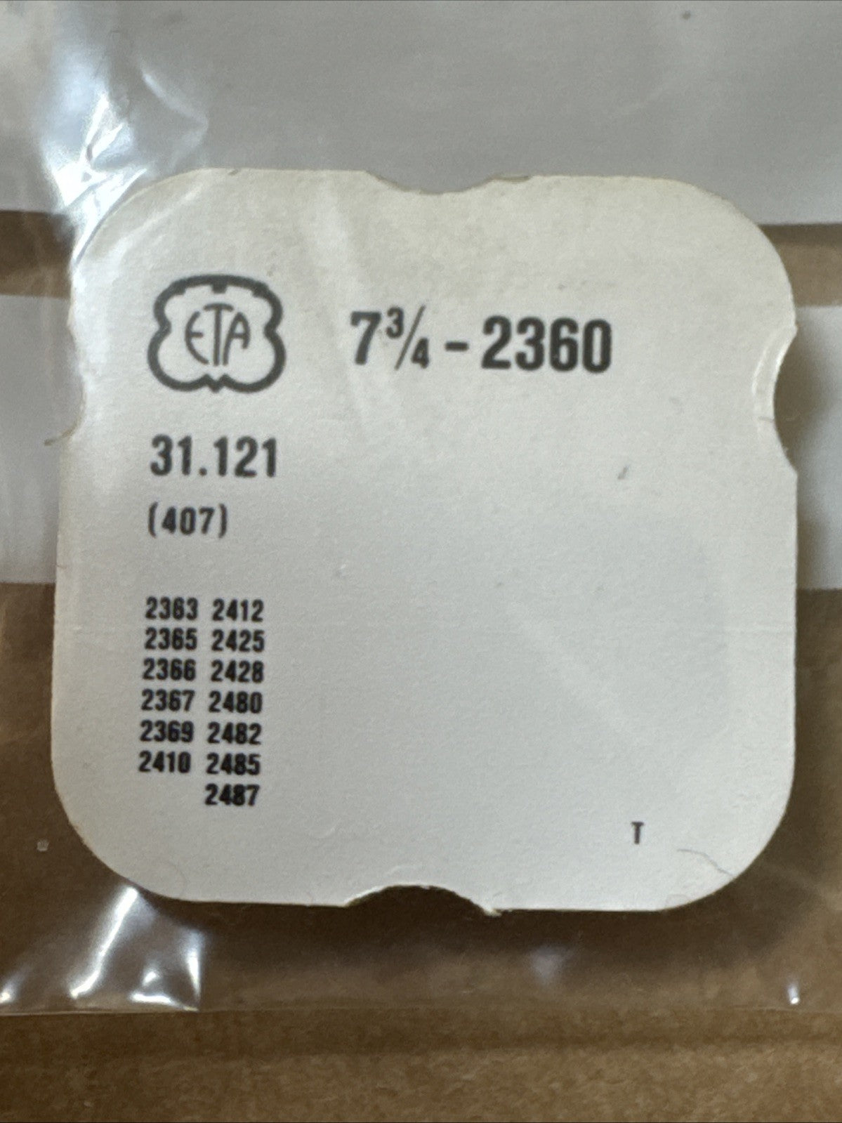 ETA 2360 Clutch Wheel #407 X1 Ref LG11-125