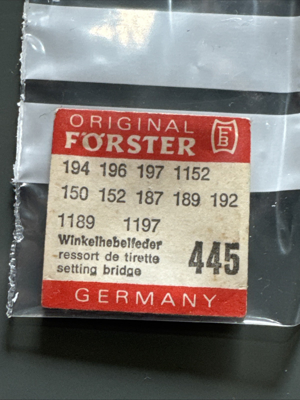 Forster 194 - 1197 Setting Lever Spring Ref LG14-20