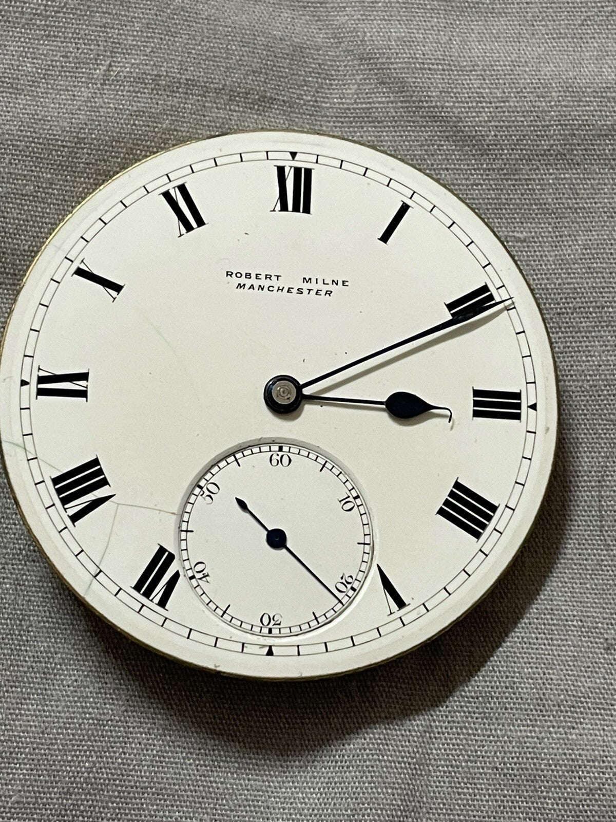 English Pocket Watch Movement By Robert Milne Manchester XR6