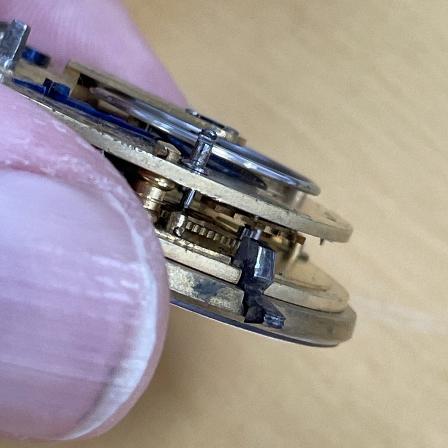 English Fusee Pocket Watch Movement Ticking Ref P