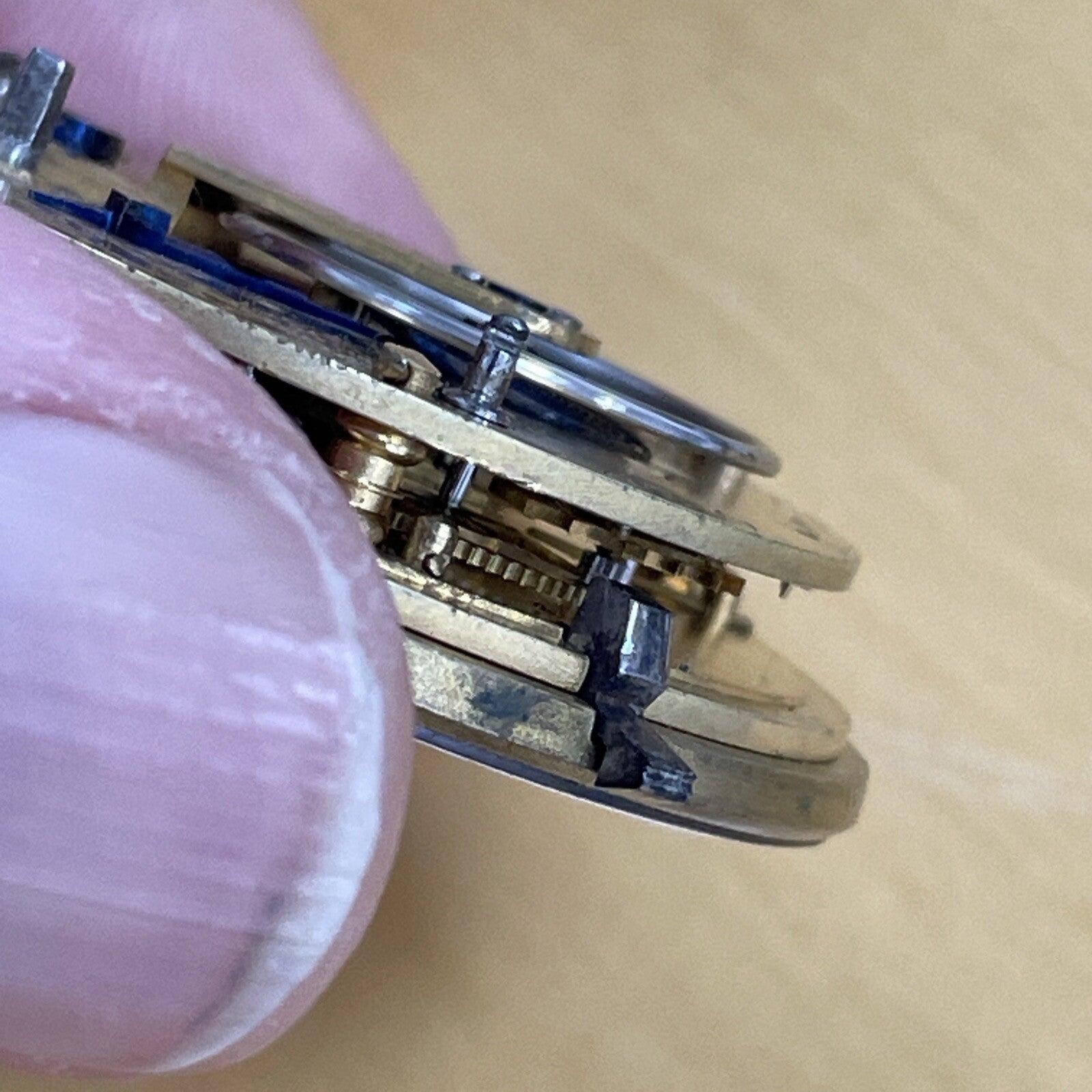 English Fusee Pocket Watch Movement Ticking Ref P