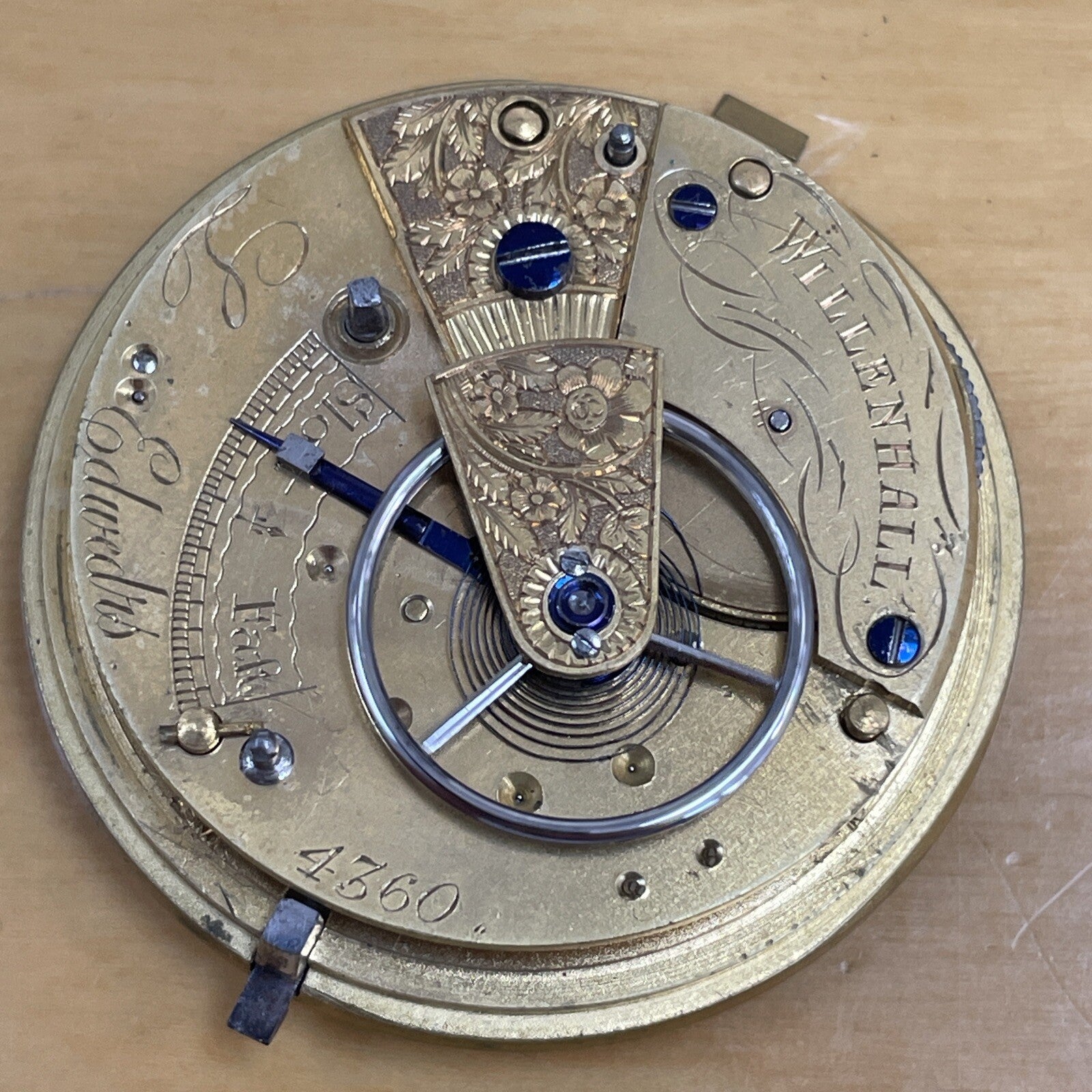 English Fusee Pocket Watch Movement Ticking Ref P