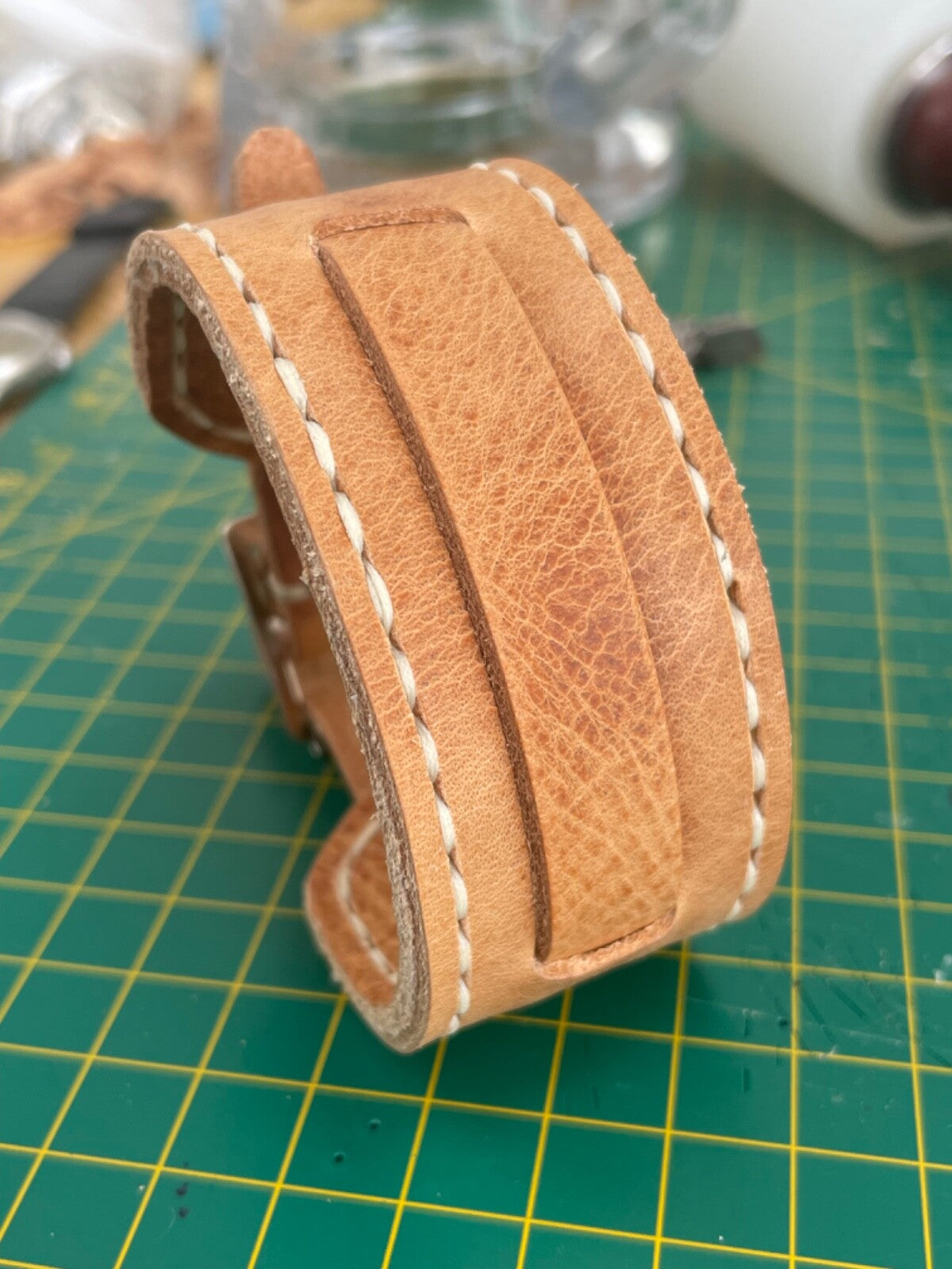 Luxury Trench Watch Strap Hand Made Italian Veg Tan F/Grain Leather New Colours