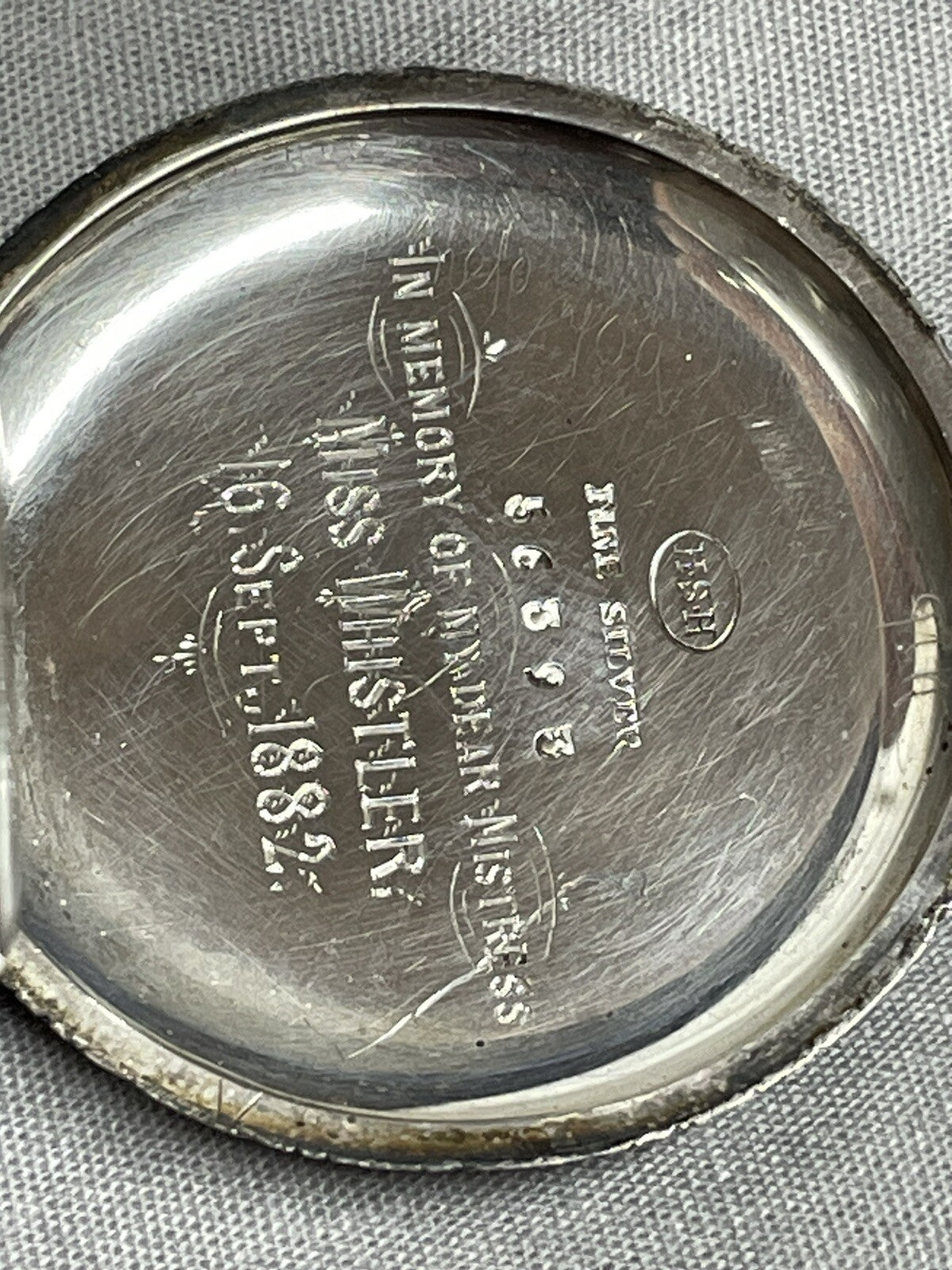 1882 Fine Silver Fob Watch Good Balance Immaculate Case. Whistlers Mother Link?