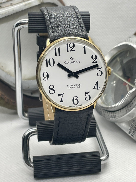 Vintage Cortebert Mens Watch Dress Watch 36mm Case Serviced