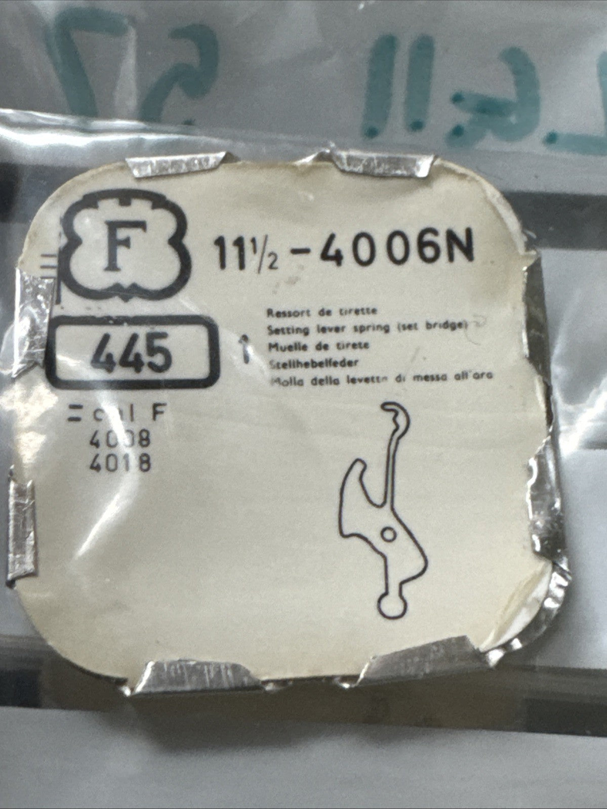 Felsa 4006N Setting Lever Spring X1 #445 Ref LG11-57