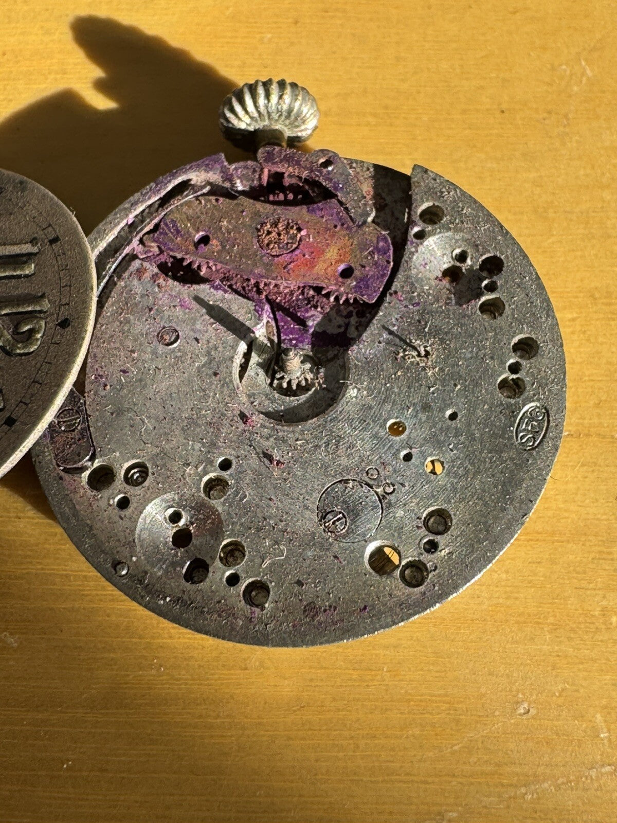 Racine Enicar Eterna 13 Ligne Trench Watch Movement For Parts Ref F.