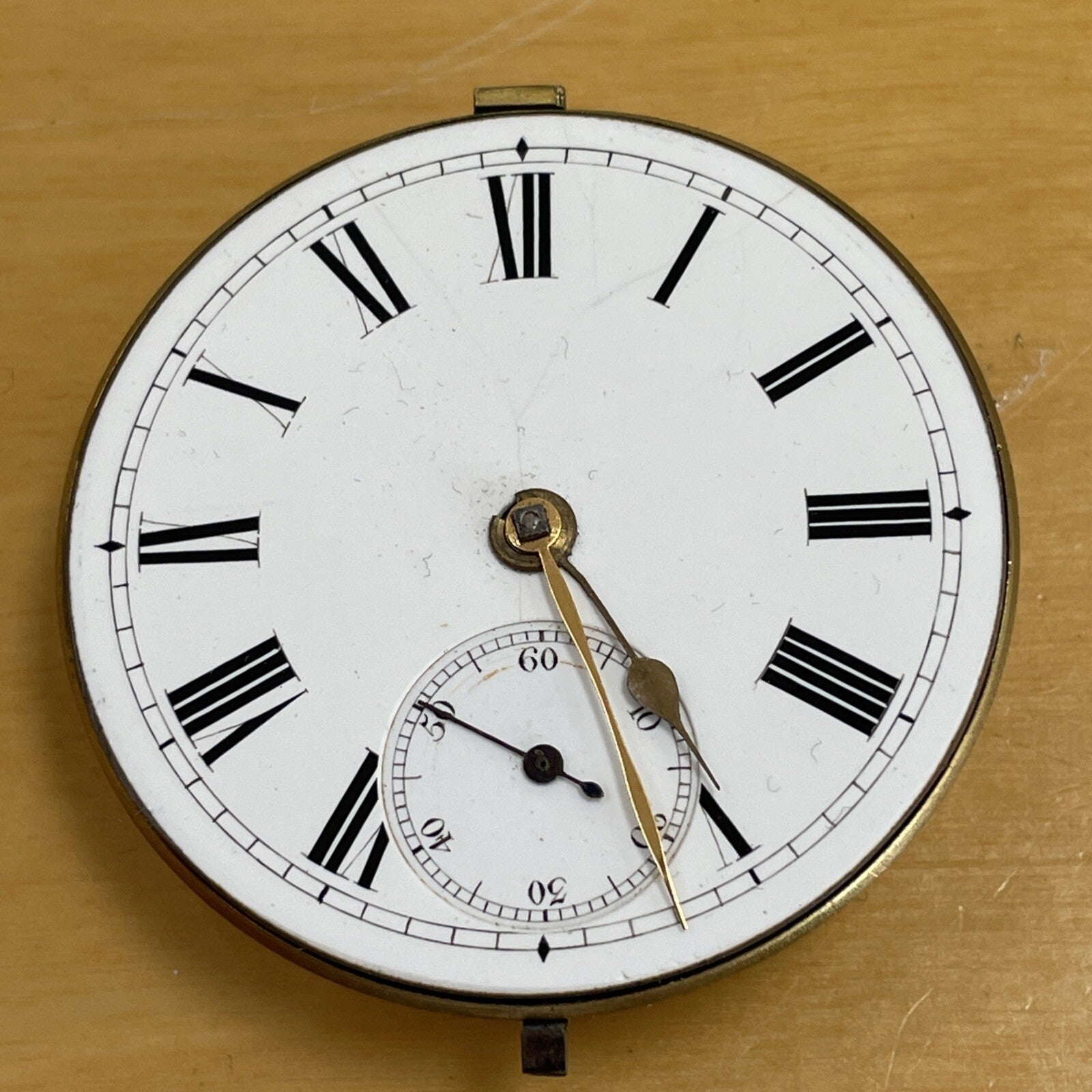 English Fusee Pocket Watch Movement Ticking Ref P