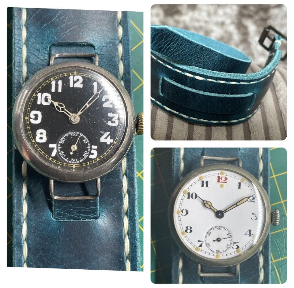 Luxury Trench Watch Strap Hand Made Italian Veg Tan F/Grain Leather New Colours