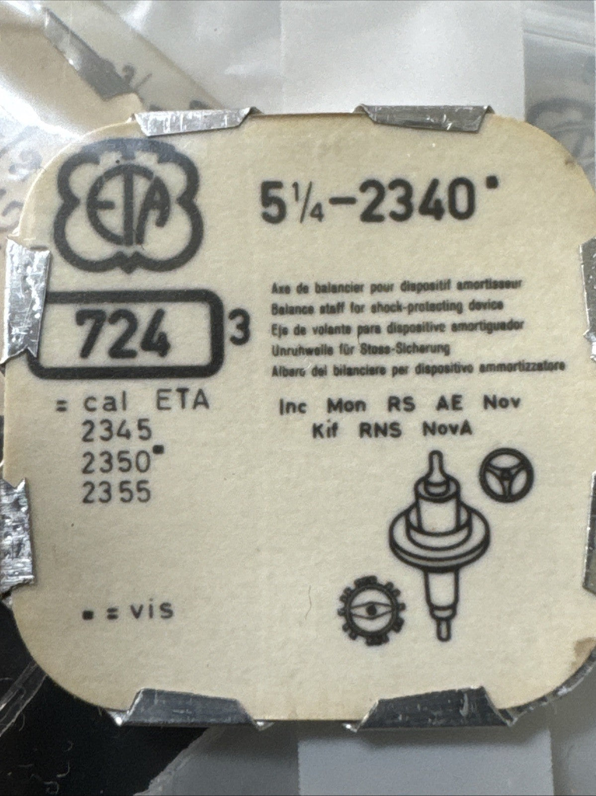 ETA 2340 Balance Staff X1 Ref LG11-33