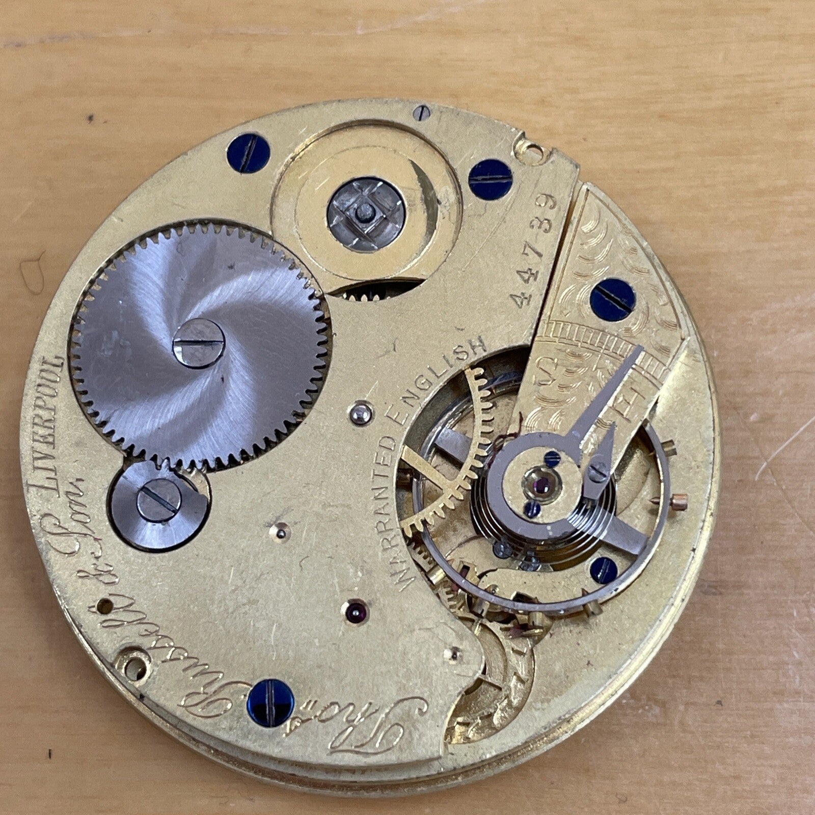 Thos Russell Rotherham’s Pocket Watch Movement Broken Staff Ref P