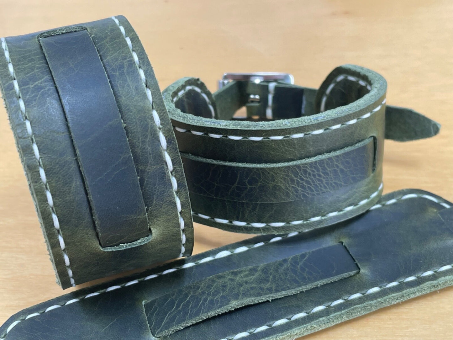 Luxury Trench Watch Strap Hand Made Italian Veg Tan F/Grain Leather New Colours