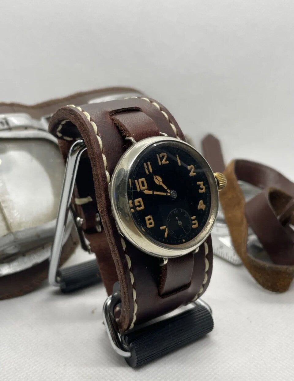 Luxury Trench Watch Strap Hand Made Italian Veg Tan F/Grain Leather New Colours