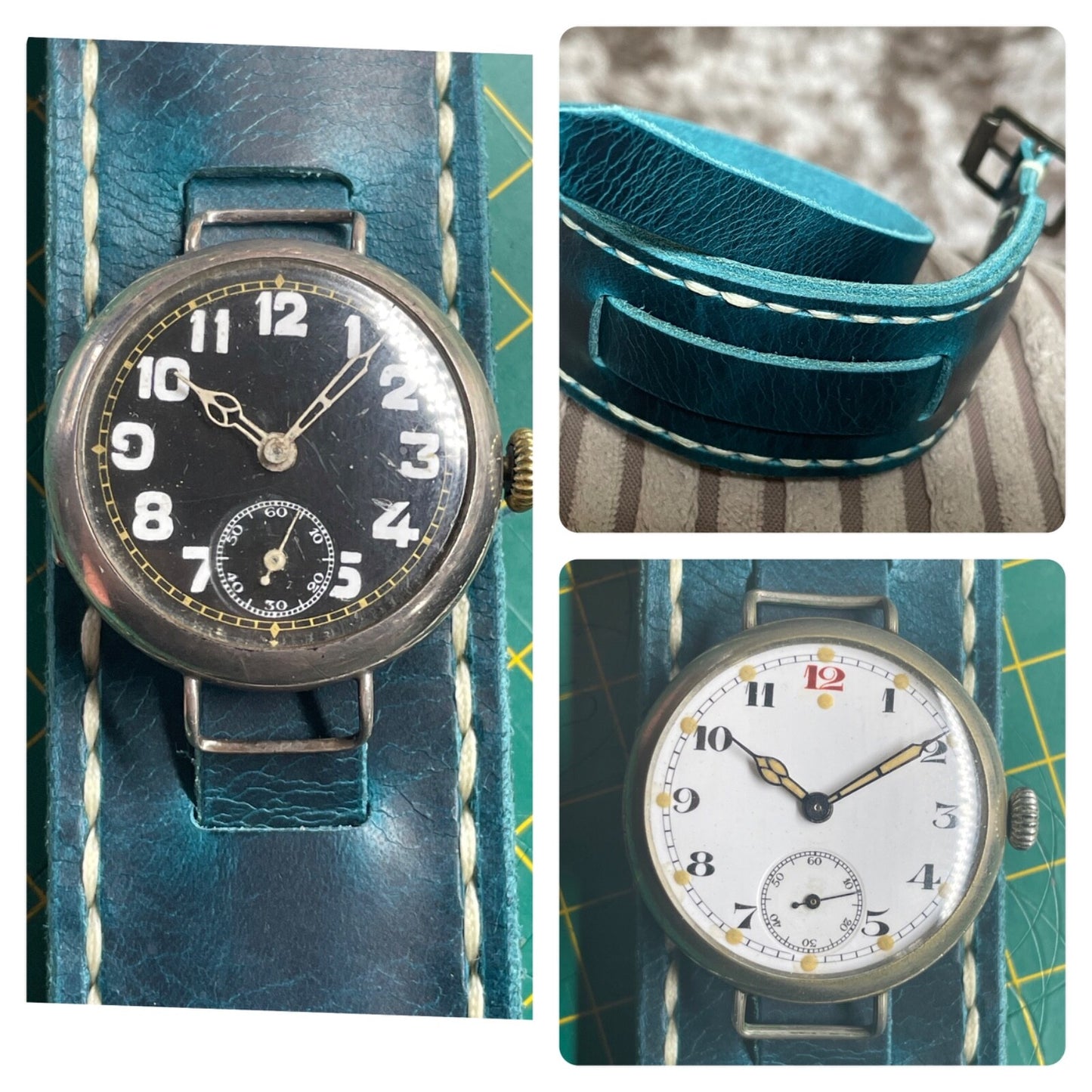 Luxury Trench Watch Strap Hand Made Italian Veg Tan F/Grain Leather New Colours