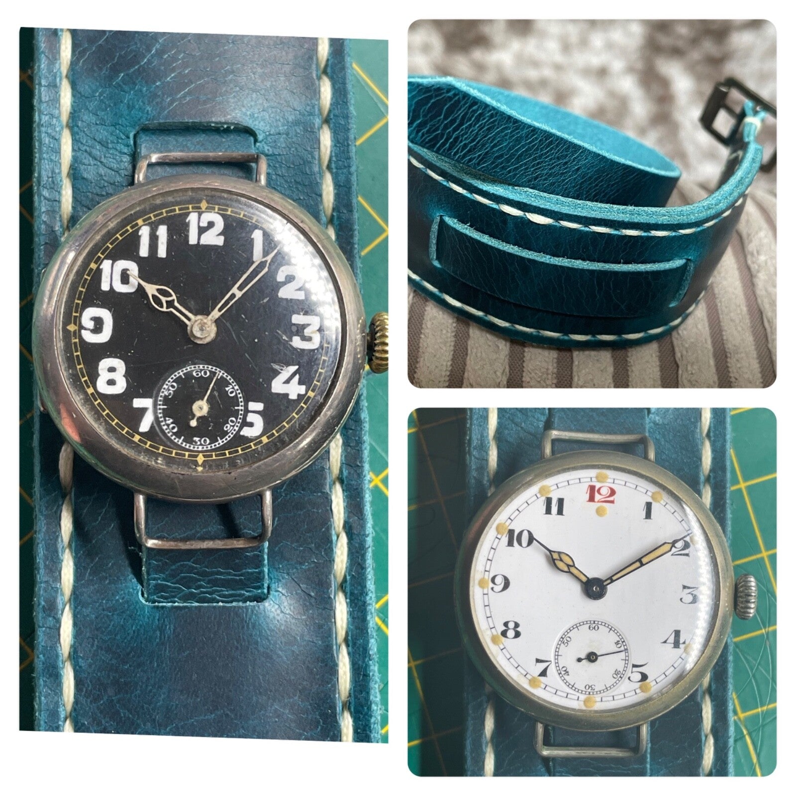 Luxury Trench Watch Strap Hand Made Italian Veg Tan F/Grain Leather New Colours