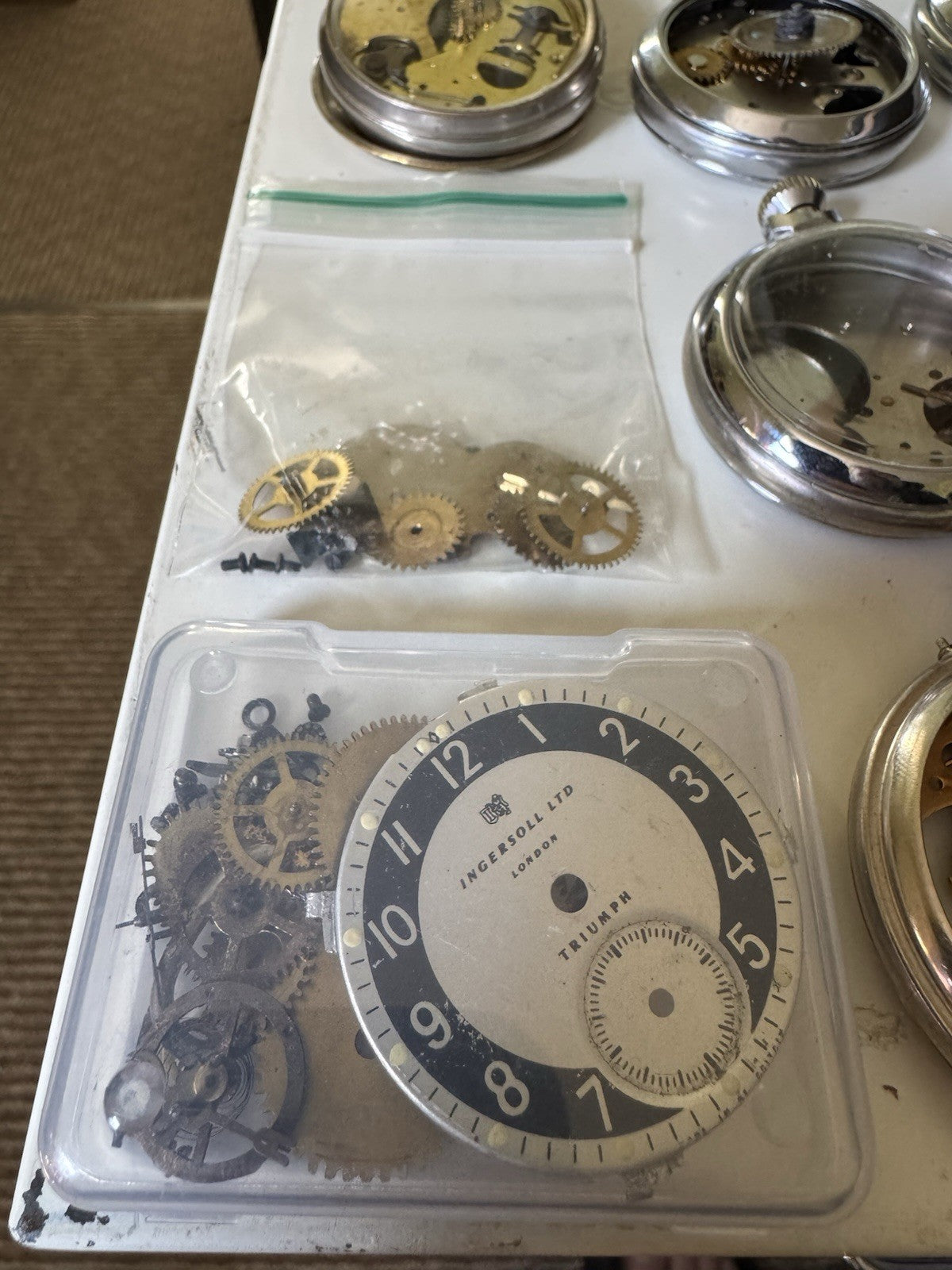 Job Lot Ingersoll & Services Pocket Watch Parts For Spares Or Repair