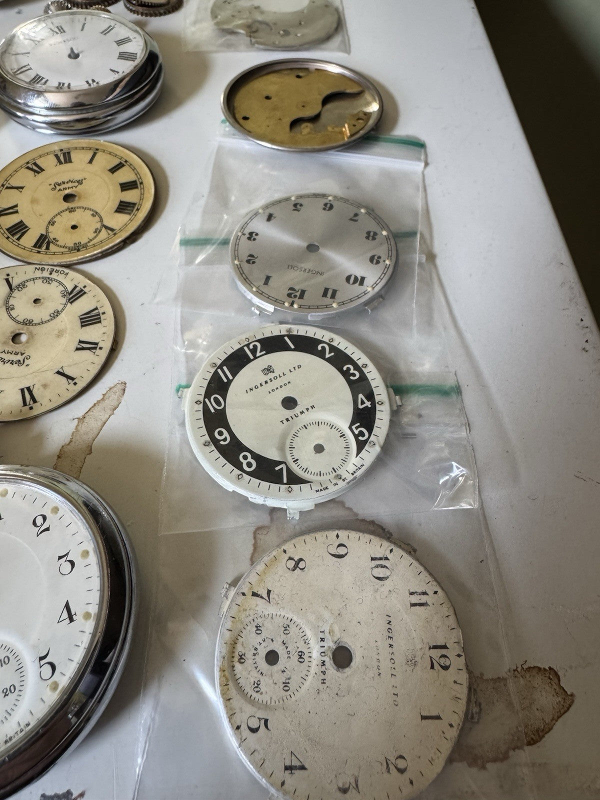 Job Lot Ingersoll & Services Pocket Watch Parts For Spares Or Repair