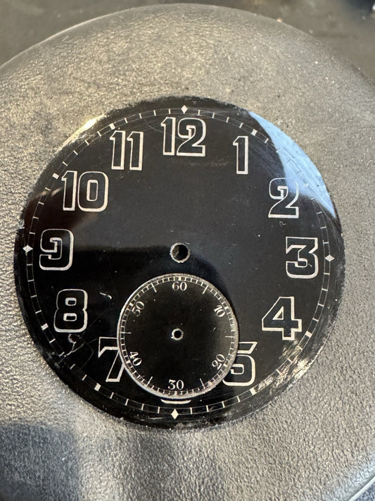 16s Electa Black Military Dial 43mm Open Face Pocket Watch Rare!