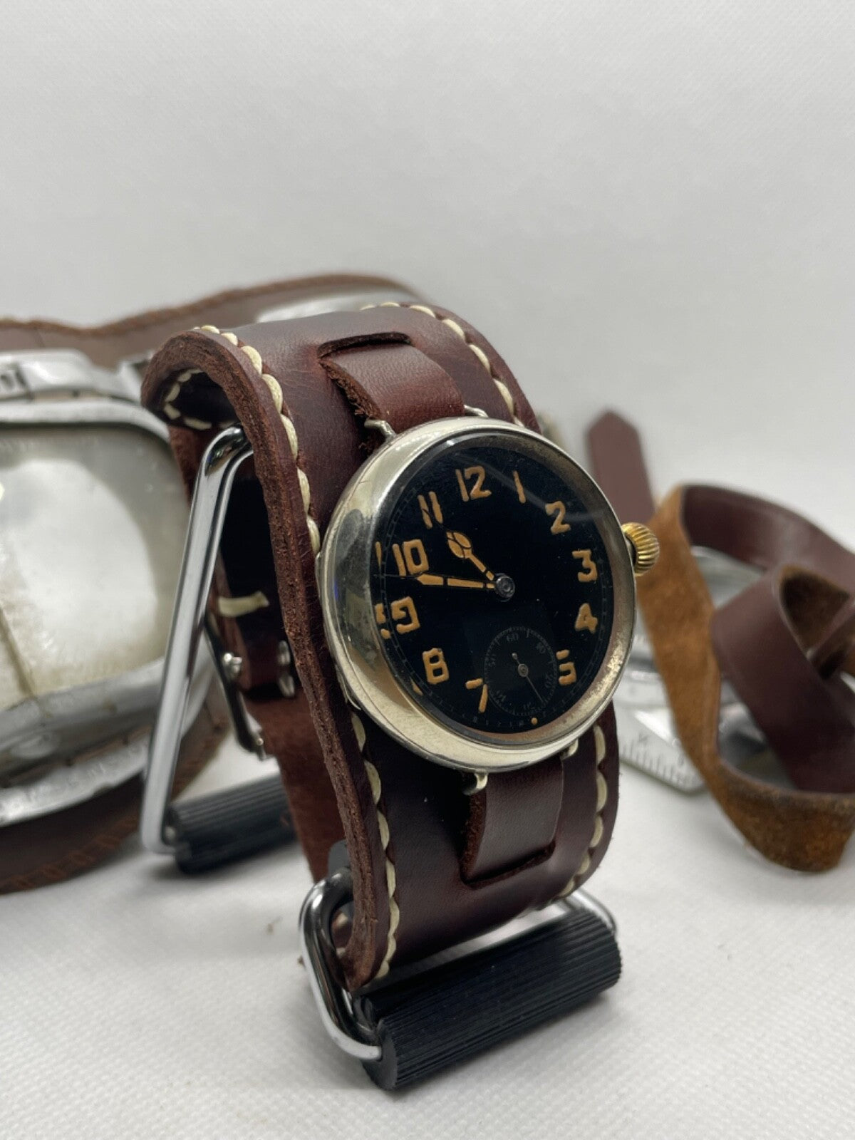 Luxury Trench Watch Strap Hand Made Italian Veg Tan F/Grain Leather New Colours