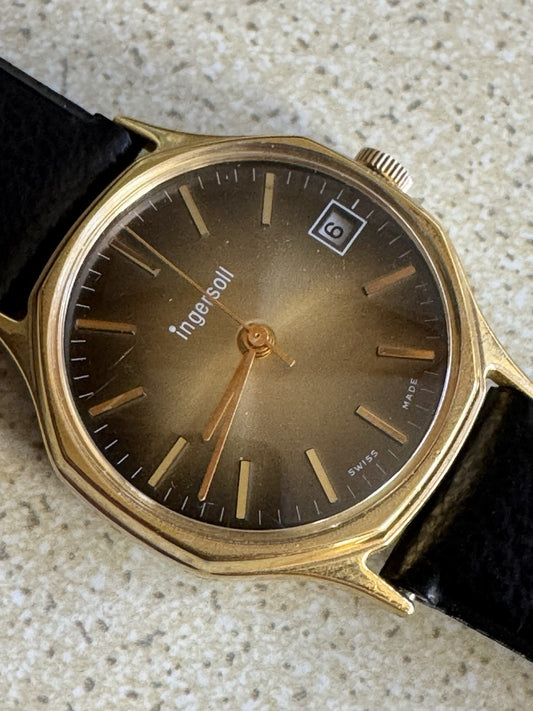 Like NOS Mens 1970s Swiss Ingersoll Watch Running Baumgartner 582CLD