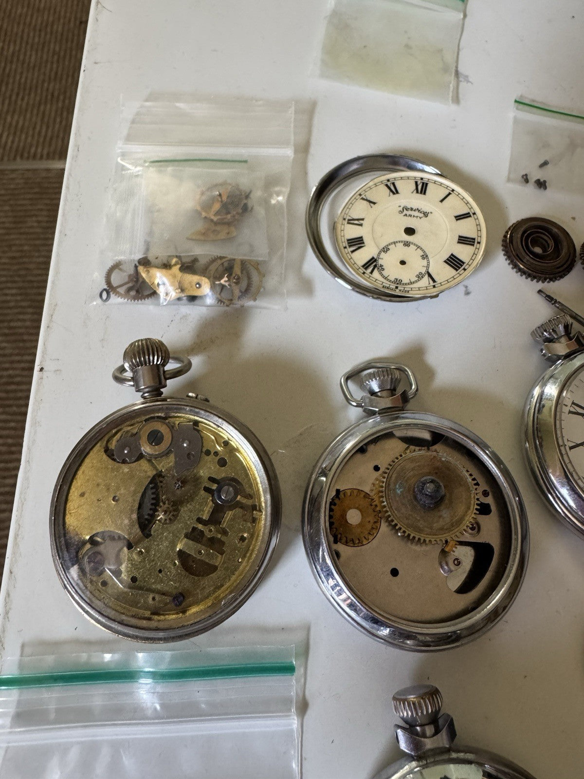 Job Lot Ingersoll & Services Pocket Watch Parts For Spares Or Repair