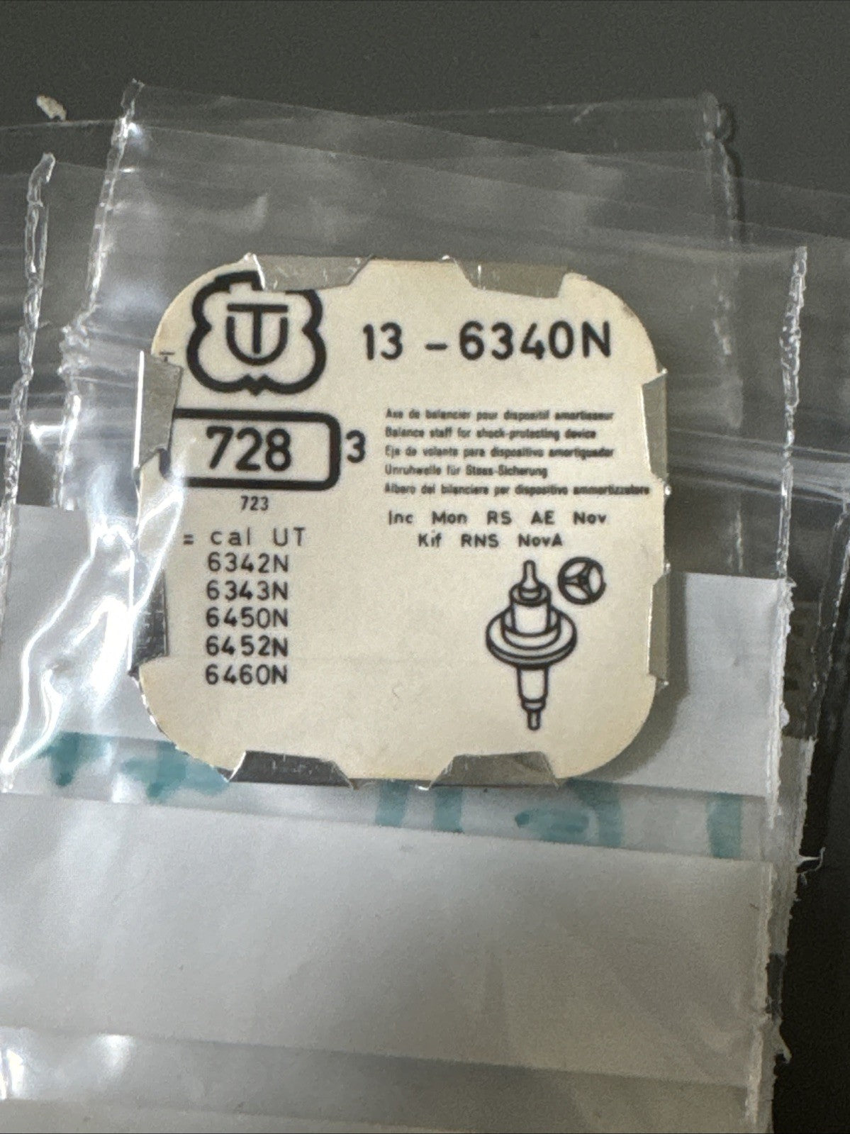 Unitas 6340 Balance Staff X1 Ref LG11-47