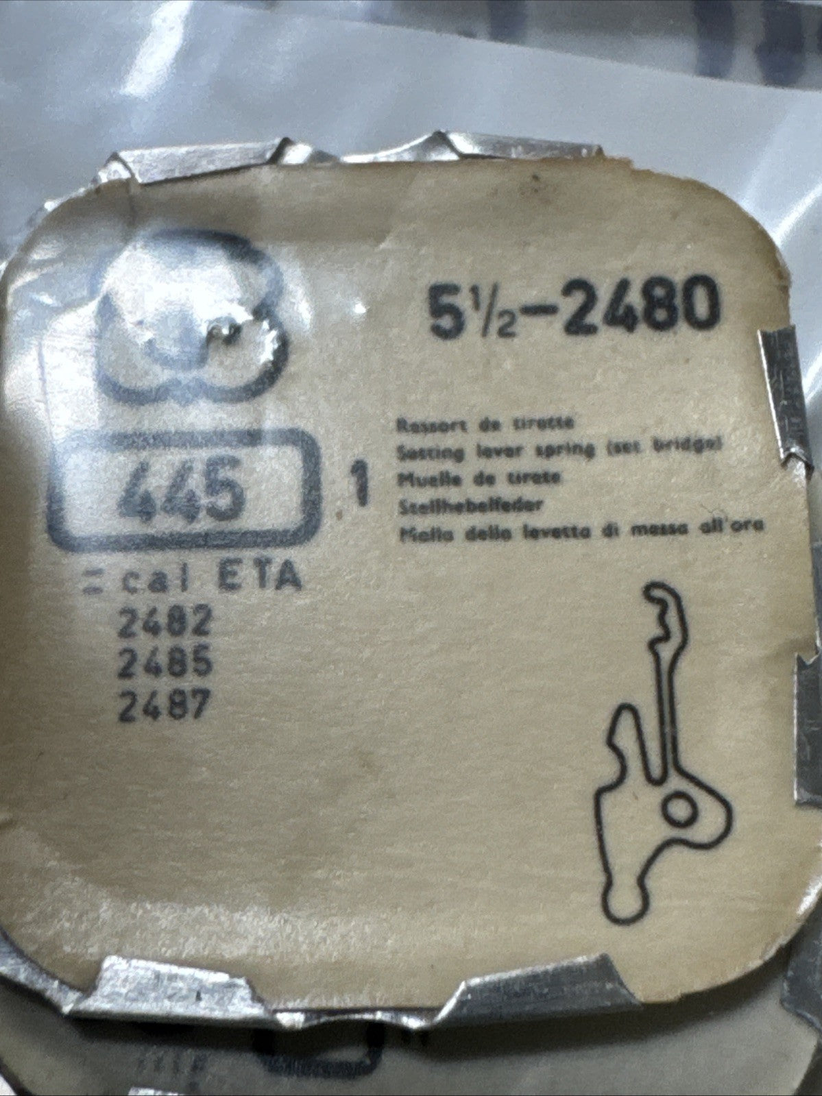 ETA 2480 - 2487 Setting Lever Spring X1 #445 Ref LG11-137 142