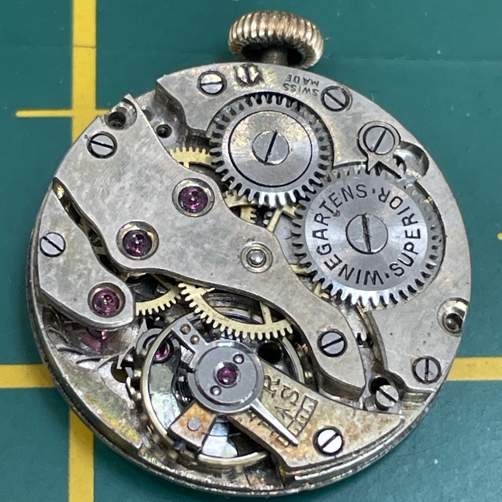Winegartens 19.6mm Full Watch Movement Ticking For Spares Repair S26