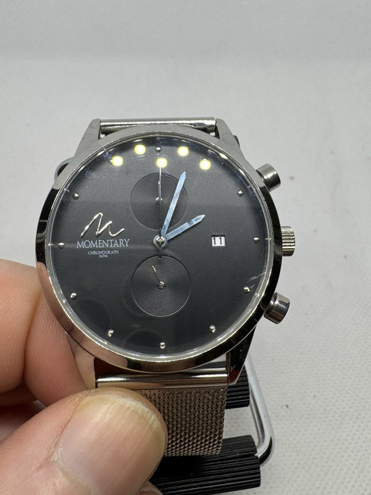 Mens Momentary Seiko Chronograph Dress Watch New Battery
